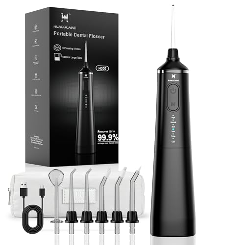 Water Flosser with 300ml Large Tank - 5 Modes, Cordless Oral Irrigator, High-Pressure Dental Cleaner Black