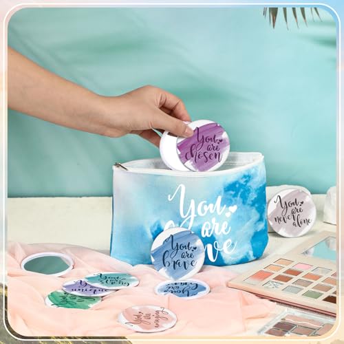 Inspirational Employee Appreciation Gifts Set - Pastel Makeup Bags & Compact Mirrors, 60 Pieces