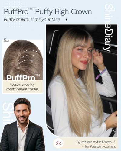 26-Inch Straight Wig with Bangs - High Crown, Realistic Scalp, Voluminous Style - Milk Ash Blond