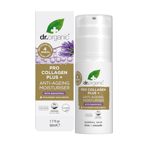 Dr. Organic Pro Collagen Plus + Anti-Ageing Moisturiser with Bakuchiol for Normal Skin, 50ml