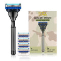 Duty & Dapper | Sergeant Smooth 5 Blade Razor With Lubricating Strip and Exfoliating Strip | Heavy Duty Tough Military Grade Shaving Razors and Accessories For Men