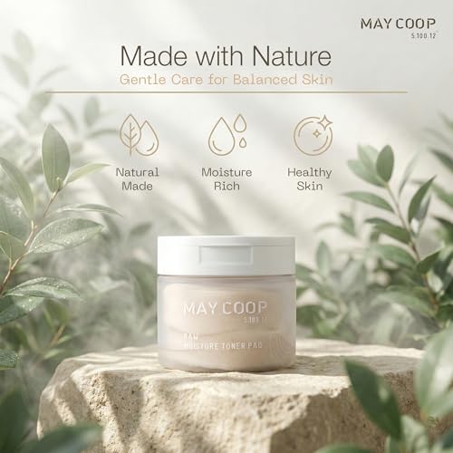 MAY COOP Raw Moisture Toner Pads with Maple Sap & Chamomile, Hydrating & Exfoliating, 70 Count