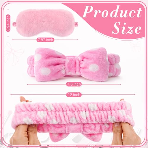 Pink and Dot Spa Sleepover Party Favors Set - 48 Pieces with Headbands & Eye Masks