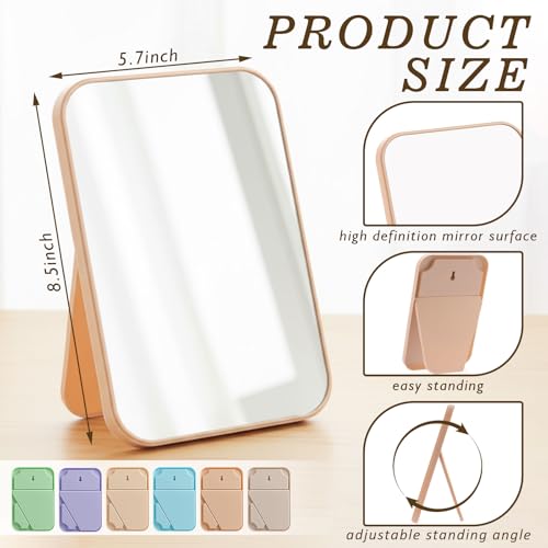 Portable Tabletop Makeup Mirror with Stand - 8x5 Inch, 6 Colors, Light Colors Variation