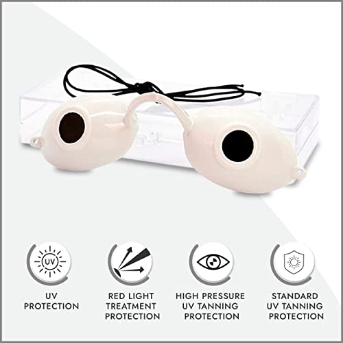 Super Sunnies UV Eye Protection, FDA Compliant Eyeshields, Tanning Bed Goggles, Red Light Theraphy Glasses with Clear Case