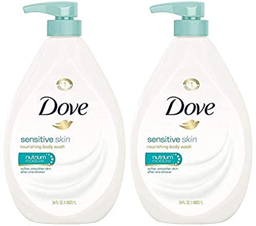 Unscented Dove Sensitive Skin Body Wash Pump 34 Fl Oz Pack of 2