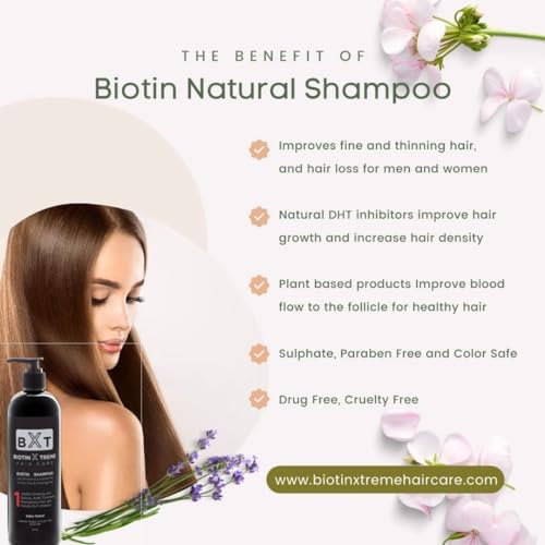 Biotin X Treme Hair Growth Shampoo 8 oz - Natural DHT Blocker for Thinning Hair