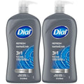 Dial Men 3 in1 Body, Hair and Face Wash, Hydro Fresh, 32 fl oz (Pack of 2)