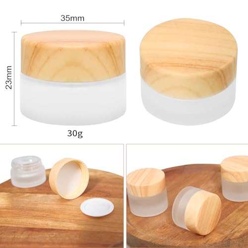 30g Glass Cosmetic Containers Set - 32 Frosted Jars with Leakproof Lids for Makeup & Skincare - Variation of 30 Gram / 32