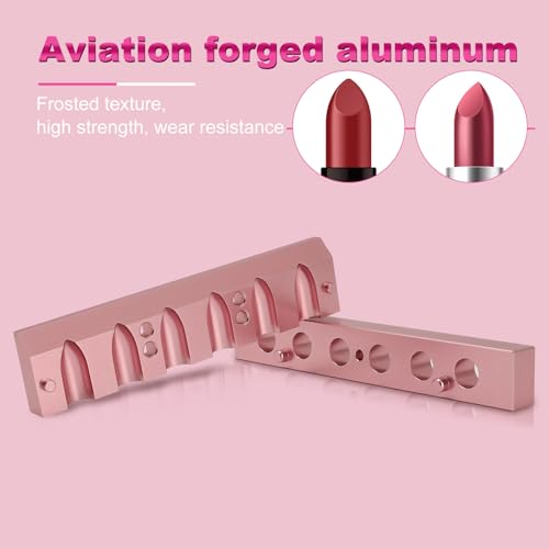 Lipstick Mold, Ymiko 12.1 Dual Uses Lipstick Maker, Lip Balm Making Kit, 6 Cavity Maker, for Making Single Color, Rose Gold Aluminum Alloy