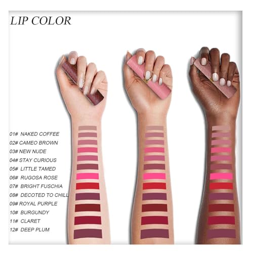 BONNIE CHOICE 6Pcs Matte Lipstick Set, Brown Nude Pink Purple Rose Red Matte Lipstick Sets for Women Velvet Lipstick Long Lasting Waterproof 24 Hours Lip Stick Makeup Valentine's Day Gift Sets (A)