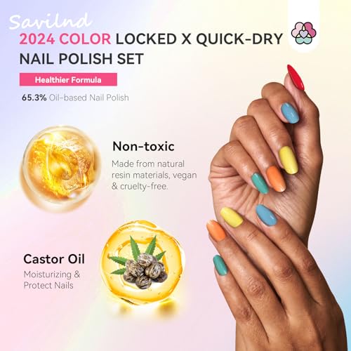 39-Piece Fall Nail Polish Set with Quick Dry & Top & Base Coats - Colors Locked X Tech - Variation D2-Fall