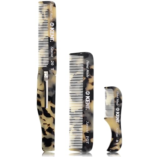 White Tokyo Men's Fine Tooth & Beard Pocket Comb Set - Travel Grooming Kit