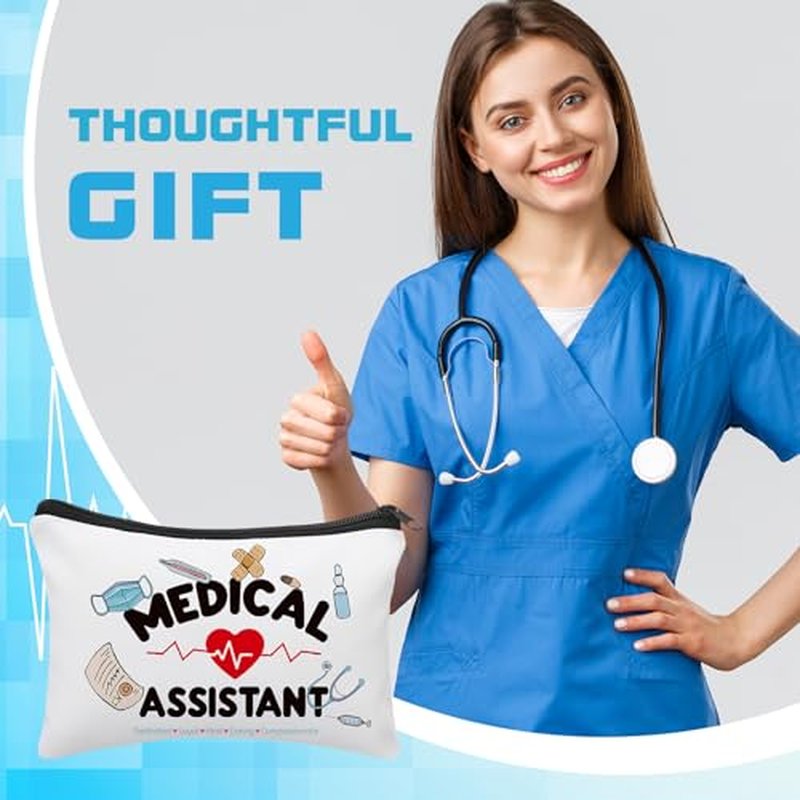10 Pcs MA Week Gifts Bulk Medical Assistant Appreciate Gift Bulk MA Week Makeup Bag Medical Assistant Party Favors for Nurse Doctor Nurses Day Christmas Thanksgiving Present