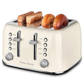 Roter Mond 4-Slice Retro Toaster with Extra Wide Slots & Dual Control - Cream White