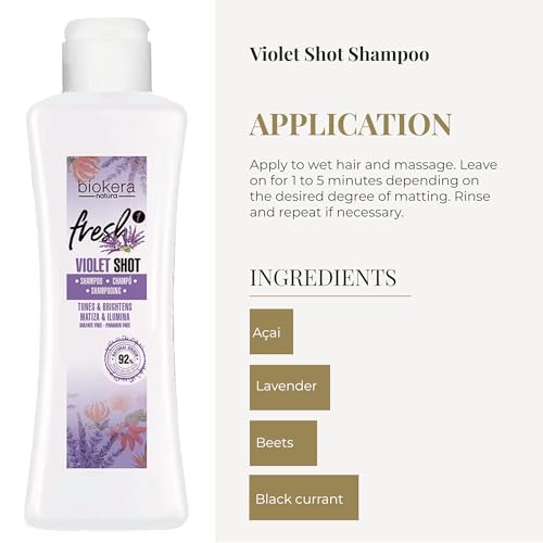 SALERM - Purple Shampoo for Blonde, Gray, Highlighted, or Bleached Hair - Biokera Fresh Violet - 300 ml - Violet Shampoo - Tones and Brightens - Maintains Color - Sulfate-Free and Paraben-Free
