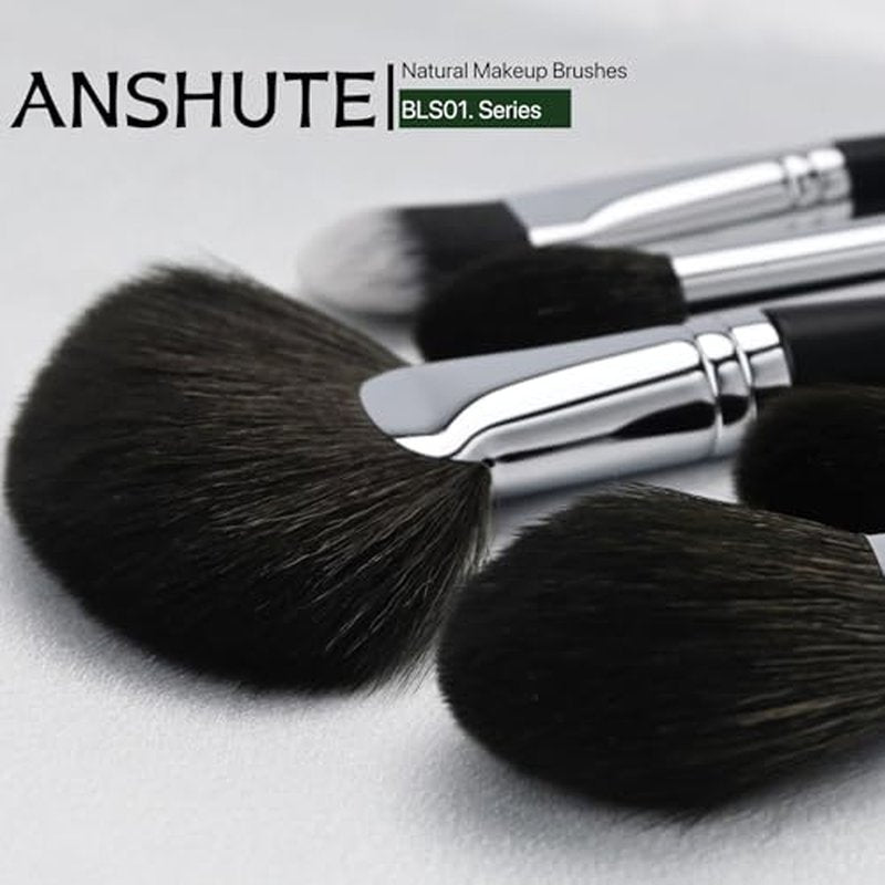 12-Piece Professional Natural Goat Hair Makeup Brush Set with Travel-Ready Makeup Brush Organizer - 5 Face & 7 Eye Brushes. Super Soft Bristles, Variety of Brushes. Labled Brush Handle