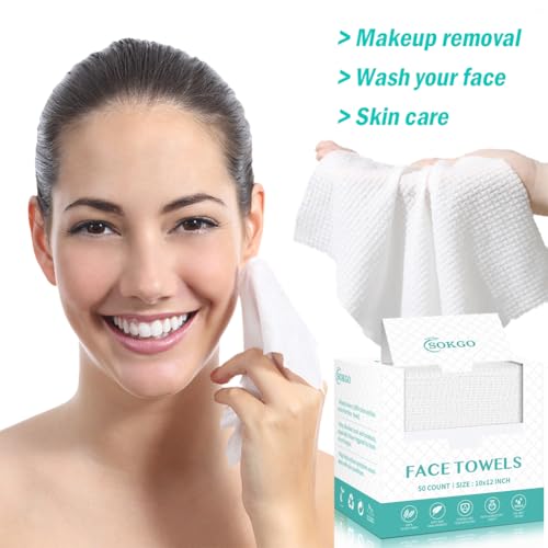 Disposable Face Towels, Facial Cleansing Cloths, Extra Soft Makeup Removing Cleansing 10"¡¿12" Face Towelettes, Skin Care and Makeup Removal, 103% Pure Plant Fiber