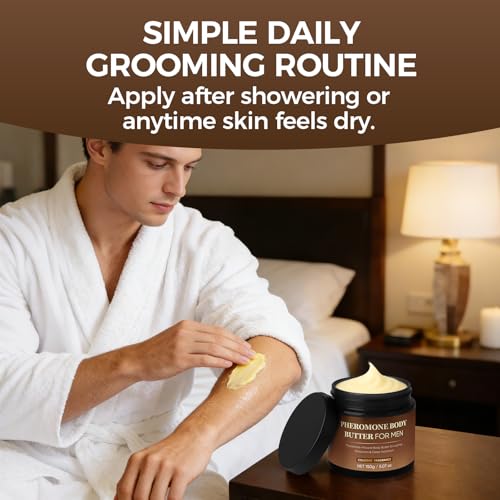 Men's Pheromone Body Butter with Shea, Cocoa & Coconut Oil - Long Lasting Fragrance
