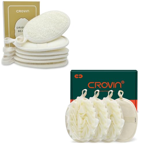 Loofah sponge 6 Pack & Shower puff 4 Pack Bath Shower Loofah Scrubbers Perfect for Men and Women¡¯s SPA Pouf (total 10 Pack)