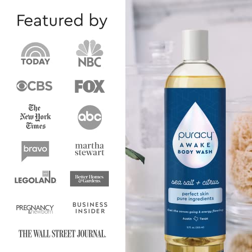 Puracy Body Wash - Natural Body Wash for Women, Men, Kids - Pure Plant Ingredients, Moisturizing Shower Gel, Body Soap for Dry Sensitive Skin, Gently Scented (Citrus Sea Salt, 12 oz/355 ml