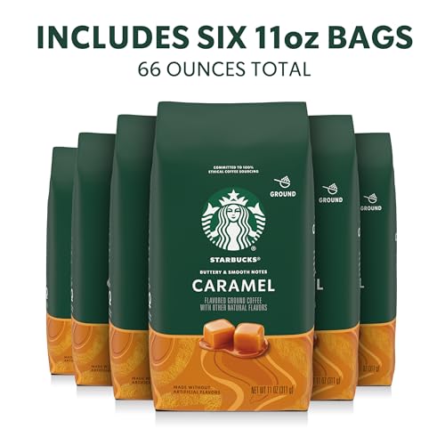 Starbucks Caramel Flavored Ground Coffee - 6 Pack of 11 oz Bags