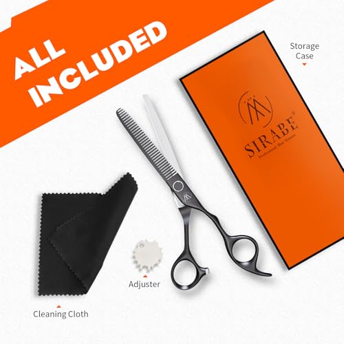 Sirabe Black Professional Thinning Shears 440C Hair Cutting Texturizing Scissors with Case