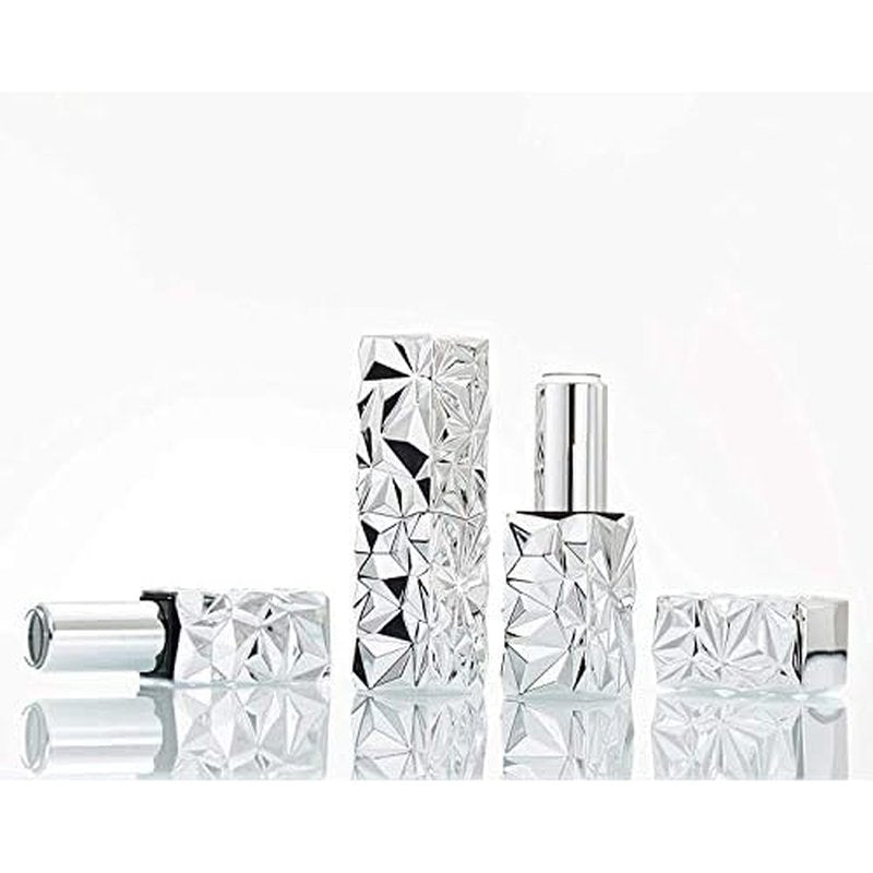 5 Packs 12.1mm Square Empty Lipstick Tubes Diamond Lip Balm Tube Container DIY Refillable Cosmetics Bottles with Magnetic Cap Beauty Packaging Bottle Holder Makeup Tool for Women Girl,Silver