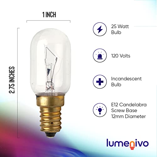 lumenivo 25W Compatible Conair Makeup Mirror Replacement Bulbs Incandescent Lighted Makeup Mirror Replacement Bulb 120V T7 Type T Bulb 25 Watt with E12 Candelabra Screw Base - 2 Pack