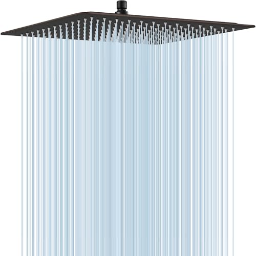 Midanya Square Rain Shower Head - High Pressure, Oil Rubbed Bronze 16 Inch - Variation: Bronze / 16 Inch