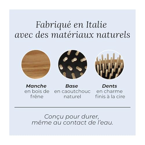 TEK Small Oval Wooden Hair Brush with Short Pins - Natural Ash, Detangling & Styling