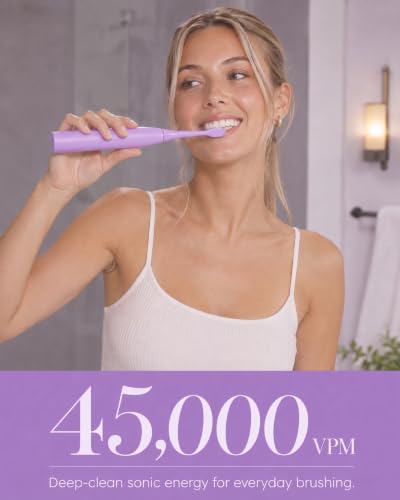 Electric Toothbrush for Adults - Rechargeable Sonic 45,000 VPM, 5 Modes, 2-Min Timer, 60-Day Battery - Purple