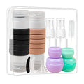 Travel Bottles Set for Toiletries ,Upgraded Version 4 in 2 Travel Containers-TSA Approved Travel Size Toiletries Leak Proof Silicone Squeezable Travel Accessories with Toiletry Bag and Box (Brown)