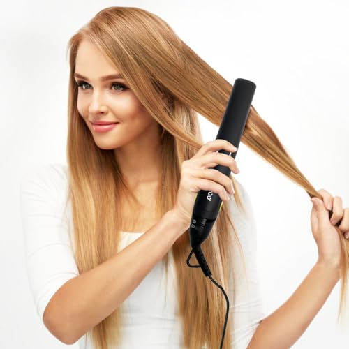Black Ceramic Hair Straightener and Curling Iron 1-Inch Tourmaline Flat Iron for All Hair Types