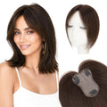 SEGO 10 Inch Dark Brown Human Hair Topper for Women, Thin Hair Volume Enhancement