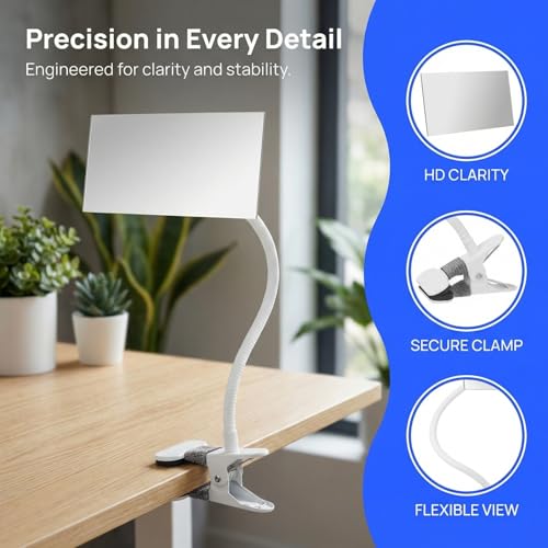 Clip-On Adjustable Privacy Desk Mirror with Rear View for Office & Cubicles
