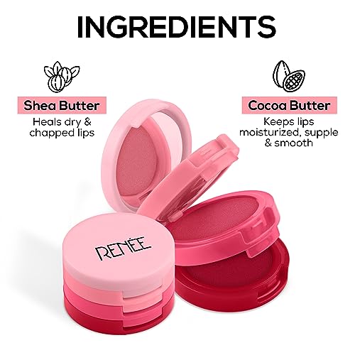 RENEE Glam Stack 3-In-1 Lip & Cheek Tint - 4.5g - 3 Shades in 1, Rich Creamy Natural Seamless Finish, Smooth & Blendable Formula - Travel Friendly, Quick & Easy to Use (Pink, 4.5 Grams)