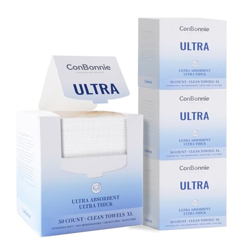 Conbonnie Ultra Soft Disposable Face Towels 10x12 Inches, 50 Count Pack of 4