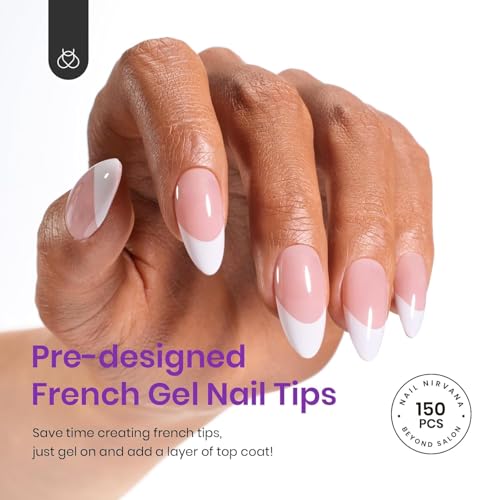 Beetles Almond Press on Nails - 210Pcs Ombre Medium Almond Nails Press on Nails 4-in-1 French Tip Press On Nails Press on 15 Sizes