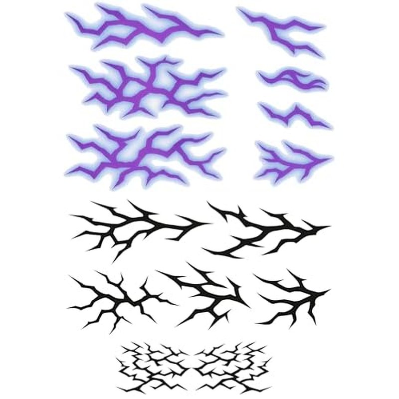 K-Pop Style Tribal Temporary Tattoos ? Are You Guardian or Demon? 2 A5 Sheets of Black & Purple Fantasy Markings for Cosplay, Festivals & Halloween