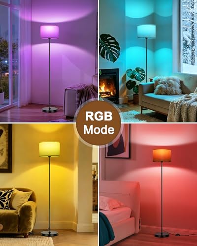 FRIDEKO HOME Beige 2-Pack Floor Lamps with Remote & Color Changing LED Bulbs