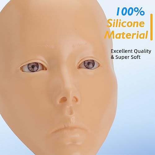Silicone Makeup Practice 5D Face Board, Reusable Beginners to practice eyesmakeup Face Eyes Silicone False Cosmetologist,Real Person Training Model for Self-Study and Beginners or Makeup Artist Show