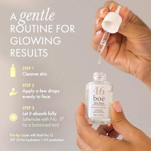 No.16 Glow Face Serum ? Hyaluronic Acid Serum for Face with Vitamin C for Hydration, Brightening & Even Skin Tone ? Gentle, Fragrance-Free for Sensitive Skin, 30mL