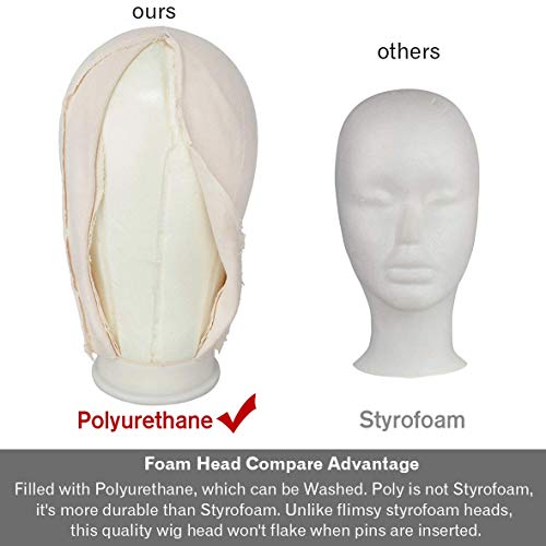 White Canvas Wig Head 23 Inch Mannequin for Wig Making & Styling