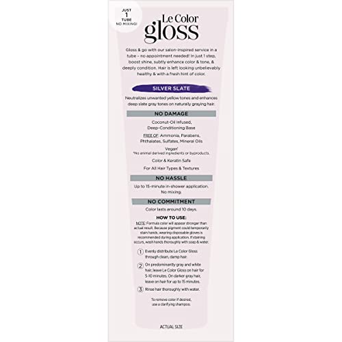 L'Oreal Paris Le Color Gloss Step Toning Gloss,In-Shower Hair Toner with Deep Conditioning Treatment Formula for Gray Hair,Silver Slate,1 Kit,(Pack of 2)