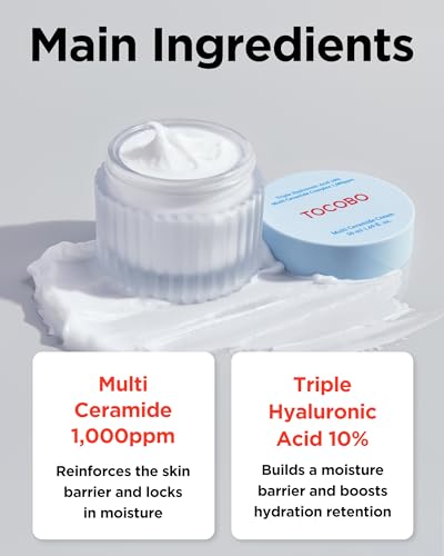 Multi Ceramide Moisturizer Cream - Hydrating Vegan Korean Skin Care for Sensitive Skin - 50ml / 1.7 Fl oz