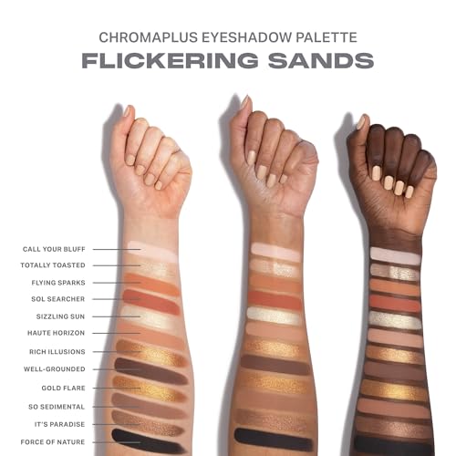 Morphe ChromaPlus 12-Pan Eyeshadow Palette - Flickering Sands Neutral & Metallic Shades