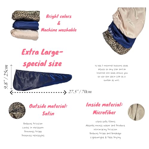 Champagne Satin Plopping Towel for Curly Hair - Adjustable Microfiber Hair Wrap, Prevents Frizz & Damage