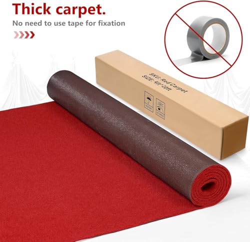 4ft x 20ft Extra Thick Red Carpet Runner for Events & Weddings - Heavy Duty, Non-Slip