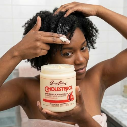 Queen Helene Cholesterol Hair Conditioning Cream ? Deep Repair Treatment for Dry, Damaged & Chemically Treated Hair | Moisture-Restoring Mask | 15 oz Jar | Deep Moisture